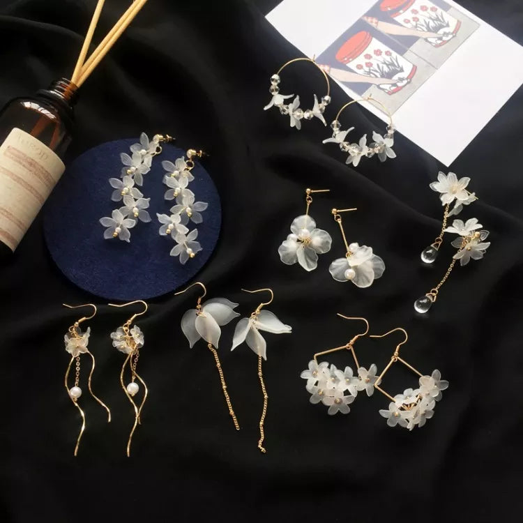 White Floral Earrings